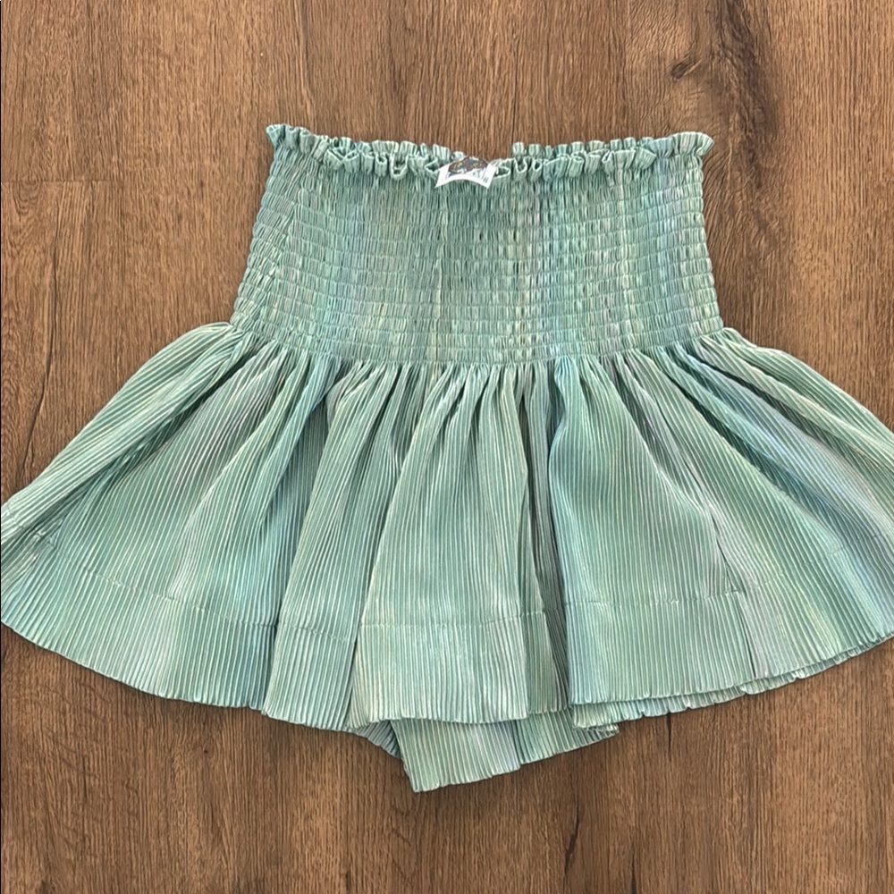 Queen of Sparkles Pleated Green Shorts
